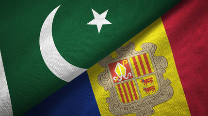 Pakistan and Andorra two flags textile cloth, fabric texture
