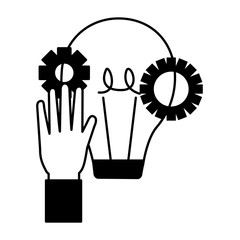 Poster - business hand gears bulb