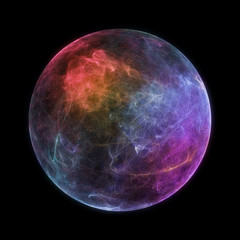 Wall Mural - Abstract particle sphere, science background.Virtual flow big binary data visualization. Digital technology planet structure, Glows and particles. 3D render