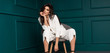 © neonshot - Beauty Fashion brunette model girl wearing stylish suit.