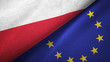 © Aleks Taurus - Poland and European Union two flags textile cloth, fabric texture