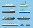 various kind of ships. flat design style minimal vector illustration