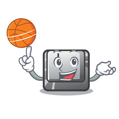 Poster - With basketball button I on a keyboard mascot