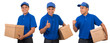 © Nopphon - Young asian delivery man in blue uniform with parcel cardboard box on isolated