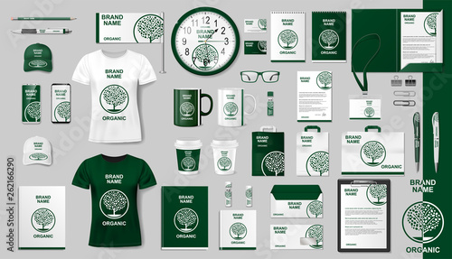 Download Corporate Branding Identity Template Design Modern Eco Business Stationery Mockup Set Organic Style Stationery And Documentation For Your Brand Vector Illustration Buy This Stock Vector And Explore Similar Vectors At Adobe PSD Mockup Templates