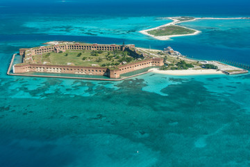 aerial views in dry tortugas national park in florida, united states