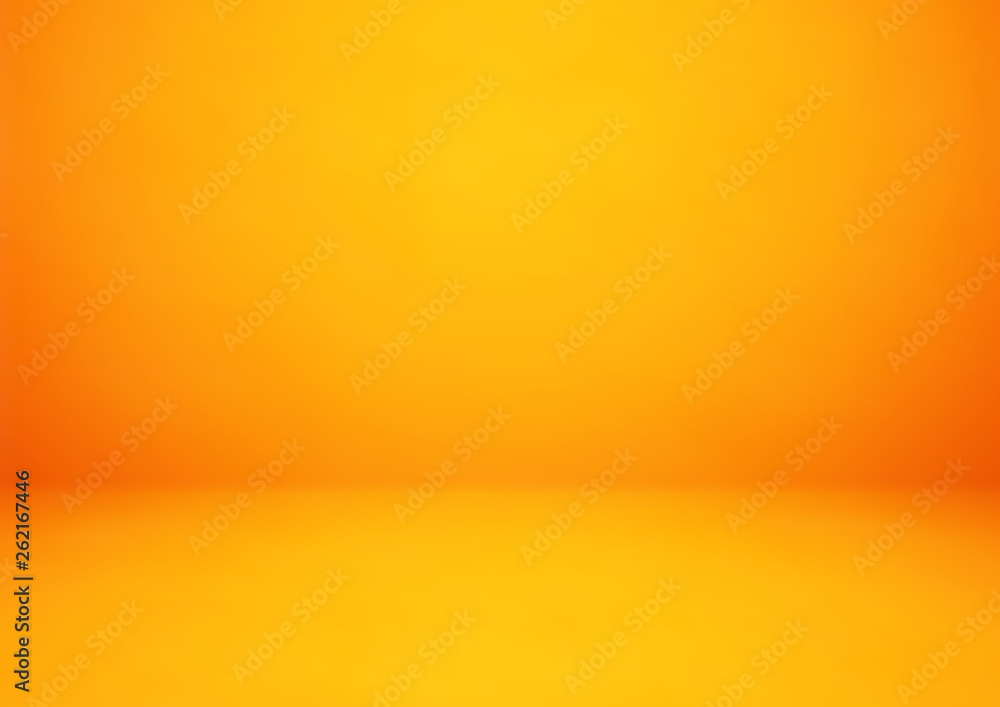 Empty orange studio room vector background. Can be used for display or montage your products - obrazy, fototapety, plakaty 