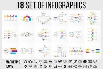  Vector 18 Set Of Infographics Template Design . Business Data Visualization Timeline with Marketing Icons most useful can be used for presentation, diagrams, annual reports, workflow layout