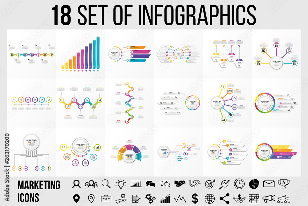 Vector 18 Set Of Infographics Template Design . Business Data ...