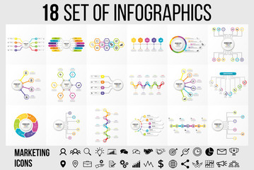  Vector 18 Set Of Infographics Template Design . Business Data Visualization Timeline with Marketing Icons most useful can be used for presentation, diagrams, annual reports, workflow layout