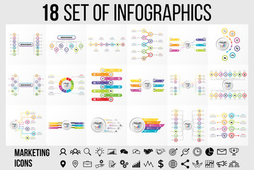 Wall Mural - vector 18 set of infographics template design . business data visualization timeline with marketing 