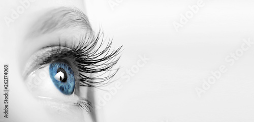 Cuadros en Lienzo Female eye with long eyelashes close-up