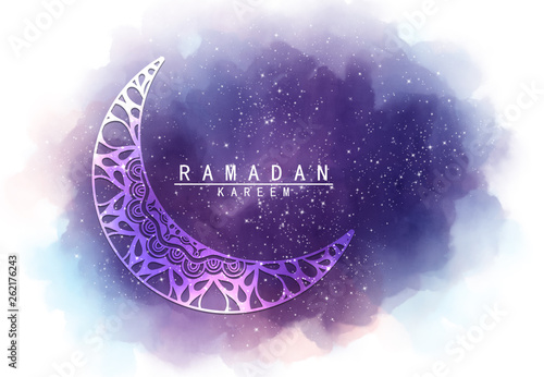 Abstract Crescent Moon Graphic Design And Night Sky Watercolor
