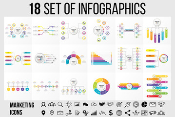 Wall Mural - vector 18 set of infographics template design . business data visualization timeline with marketing 