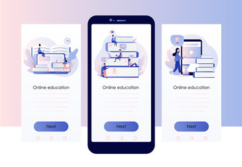 Online Education. Screen template for mobile smart phone. Flat style. Vector illustration