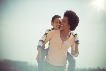 Wall Mural - Wonderful relationship between son and mother.