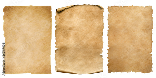Fototapeta Vintage paper or parchment sheets set isolated on white