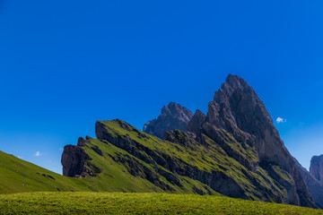 Wall Mural - Amazing view of Odle mountain range in Seceda, Dolomites, Italy.