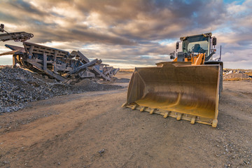 Wall Mural - Machinery in a granite quarry or also a construction site