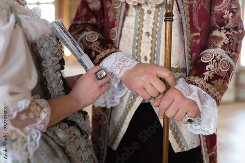 Fotografía Retro style royal medieval ball - Majestic palace with gorgeous people dressed i