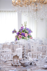 Poster - Beautiful table arrangament in restaurant for wedding