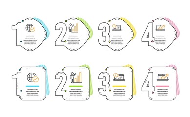 Wall Mural - graph chart, online documentation and world statistics icons simple set. sales diagram sign. growth 