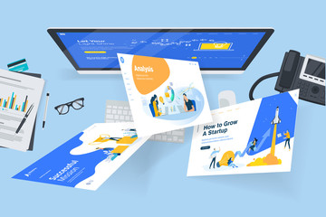 creative workspace concept, top view. flat design vector illustration for graphic and website design