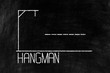 Hangman Chalk Writing on Old Grunge Chalkboard Background.