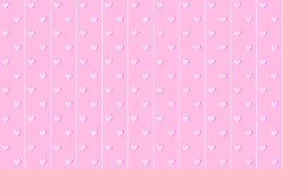 Girlish pink cute background with lines and small hearts. Backdrop for kids party. Romantic magic wall in girl Princess's room. Birthday banner. Seamless pattern wedding valentine invitation card