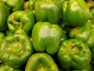 Wall Mural - Green bell peppers, natural background