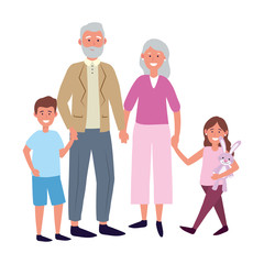 Wall Mural - elderly couple with children