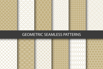 Wall Mural - vector set of golden ornamental seamless patterns. collection of geometric luxury modern patterns. p