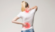 Scoliosis. Spinal cord problems on woman's back.