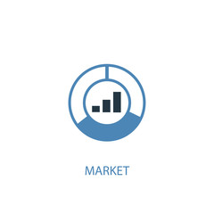 market concept 2 colored icon. Simple blue element illustration. market concept symbol design. Can be used for web and mobile UI/UX