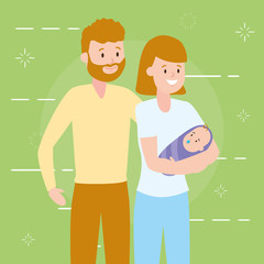 Wall Mural - mom dad and baby