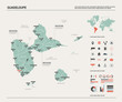 Vector map of Guadeloupe.  High detailed country map with division, cities and capital. Political map,  world map, infographic elements.