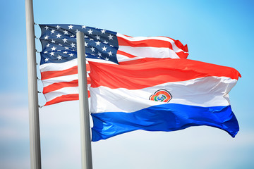 Flags of Paraguay and the USA