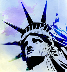 Wall Mural - Statue of Liberty watercolor painting image