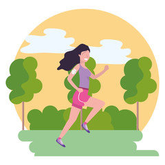 Wall Mural - woman running with sportswear