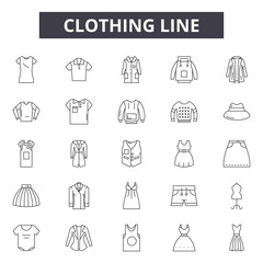 Poster - Clothing line line icons, signs set, vector. Clothing line outline concept illustration: clothing,clothes,defashion,thin