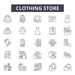 Wall Mural - Clothing store line icons, signs set, vector. Clothing store outline concept illustration: store,fashion,clothing,sale,shop