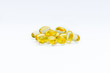 medicinal capsule yellow color on white background