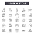 General store line icons, signs set, vector. General store outline concept illustration: store,shop,general,retail,business,web