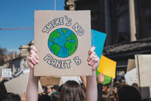 There Is No Planet B Poster Claim During A Street Protest For Climate Change, Fridays For Future