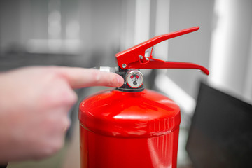 Wall Mural - engineer checking industrial fire control system,fire alarm controller, fire notifier. a fire exting