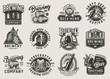 Vintage brewery monochrome emblems