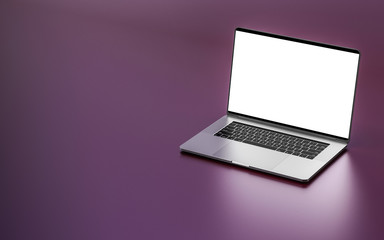 Sticker - Laptop with blank screen. Template, mockup.