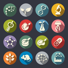 Biotechnology science icon set