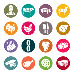 Wall Mural - Butcher shop icon set