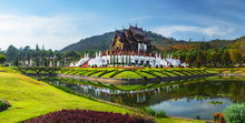 Royal Pavilion Ho Kum Luang In Royal Flora Park Known Also As Park Rajapruek In Chiang Mai, Thailand.